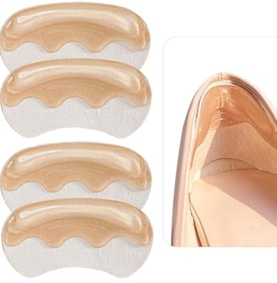 JEXOWIQ plantilla de silicona,2 pares de agarres antideslizantes para el talón para zapatos demasiado grandes, forros de gel para zapatos sueltos, autoadhesivas de cojín en la parte posterior del