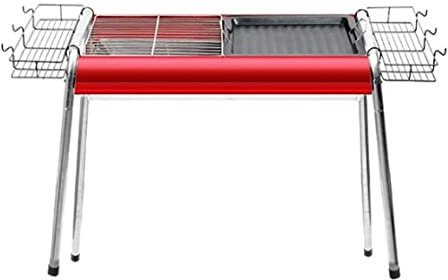 NESPIQ Picknickgrill Holzkohlegrill Tragbarer BBQ-Grill Großer Holzkohlegrill Klappgrill Edelstahl-Campinggrill Für Picknick Im Freien Camping Grill(Rood)