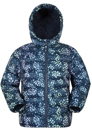 Mountain Warehouse Seasons Fur-Lined Kids Padded Jacket - Lightweight, Warm & Water-resistant Puffer Coat, Boys & Girls - For Autumn Winter, School & Outdoors Dark Blue Kids Size 9-10 Years