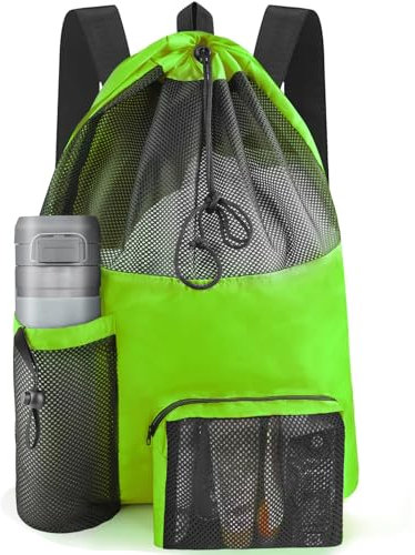 HOHOM Mesh Swim Bag Beach Drawstring Backpack, Waterproof Gym Bags for Women and Men, Large Pool Bag Swimming Gear for Swimmers