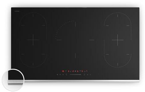 Klarstein Verosteel Placa Inducción 90cm - 5 Zonas, 12200W Boost, Control Táctil, Temporizador, Bloqueo Infantil, Indicador Calor Residual, Cocina Inducción, Vidrio Negro
