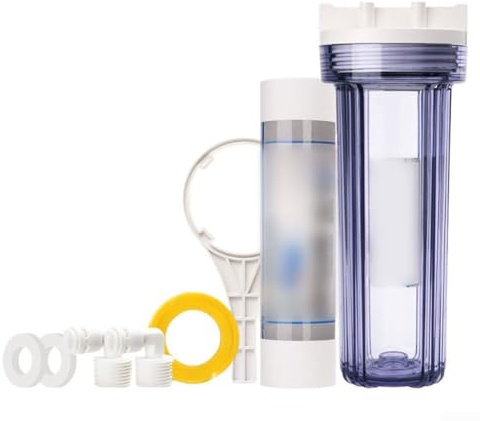 10-Inch Water Filter Bottle, 1-Pack Leak-Proof Filter Housing for Garden Pump and Sand Filtration System PP/AS Material Indoor Use(A)