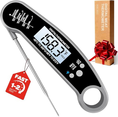 BESROY Meat Thermometer,Instant Read Meat Thermoteter Probe for Cooking,Foldable Food Thermometer for Kitchen and Outside,BBQ, Beef,Food Temperature Probe with Water Proof,Kitchen Essentials