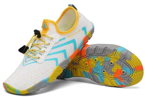 SAGUARO Escarpines Hombre Mujer Zapatillas de Agua Antideslizantes Zapatos de Agua Secado Rápido Zapatillas Playa Calzado para Natacion Surf Acuaticas Piscina Blanco, Gr.37