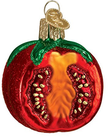 Old World Christmas Garden Tomato Glass Blown Ornament for Christmas Tree, Handcrafted Holiday Decoration, Garden Collection