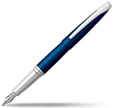 Cross ATX Füllfederhalter (M-Feder, inkl. 2 schwarze Tintenpatronen & Premium Geschenkbox) blau-lack transluzent