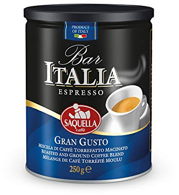 Bar Italia, Gran Gusto Caffè macinato per caffettiera Moka - 4 lattine da 250 gr (totale 1 kg)