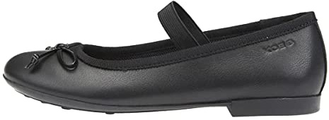 Geox Girls J Plie' Ballerina, Black, 2.5 UK