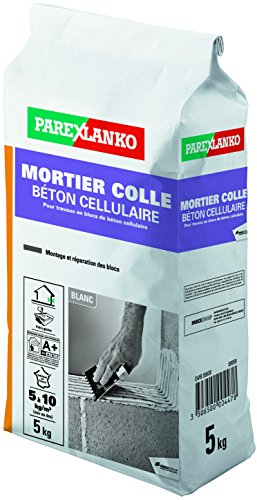 Parexlanko - Mortier Colle Béton Cellulaire - Blanc - Montage et réparation de blocs de béton cellulaire - Prêt à gâcher - 5kg