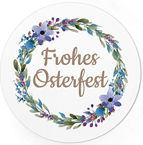 48 Oster-Aufkleber Frohes Osterfest Blumenkranz - für Geschenke zu Ostern/Sticker/Aufkleber/Etiketten/Rund