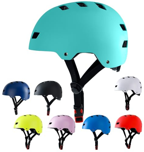 Bike Helmet 3 Sizes for Teenager Kids Youth Adults,Bavilk Skateboard Helmet Adjustable Multi-Sport Bicycle Cycling Scooter Roller Skate Inline Skating Rollerblading for Girls Boys Women Men Teen