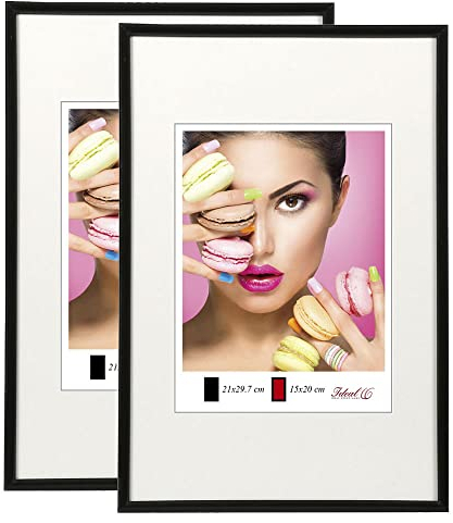 IDEAL TREND 2er 3er 5er Pack Photo Style Set Bilderrahmen Wanddeko Collage Poster Kunststoff Rahmen: Farbe: 2er Pack Schwarz | Format: 30x45