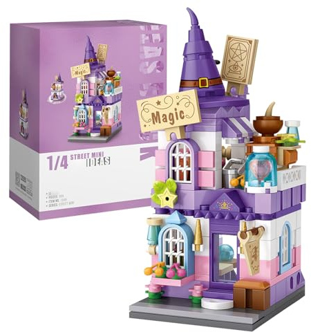 MEIEST Mini City Shop Street View Block Model Set, Creative DIY Building Simulation Collection Particle Building Block Toys, Home Decor (The Magic House)