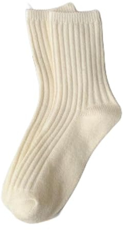 CTEKU Femmes Chaussettes Thermiques Hiver Épais Laine de Cachemire 2 Paires Off-White Tube Longues 38-41