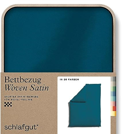 schlafgut Woven Satin Bettwäsche 155x220cm Bettdecke Bezug einzeln, Petrol Deep Uni in Hotelqualität mit 100% Baumwolle