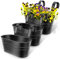 Metal Hanging Planter with Detachable Hook and Drainage Hole, Railing Planter Basket, Fence Planters Bucket, Hanging Flower Pots Box for Outside Balcony Indoor Window (3 Pcs, Black)