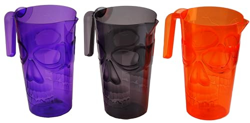 BWG Halloween Plastic Jugs - Skull Face, Ideal For Parties - Complete Set Of 3