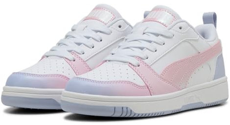 PUMA Rebound V6 LO Blurry Dreams JR Sneaker, White-Rose Mauve-COOL Weather, 38 EU