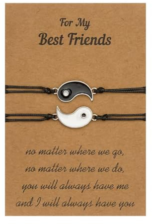 KOQAIIZ 2 Passende Armbänder,Ying Yang Geflochtene Armbänder, für Damen Herren Paare Beste Freunde Mutter Tochter