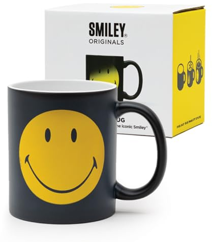Suck UK Smiley Heat Changing Mug | Colour Changing Mug | Large Mugs for Men | Dad Day Gifts | Coffee Gifts | Mens Tea Cup | Novelty Mugs | Stocking Fillers for Men | Office Gift | Heat Sensitive