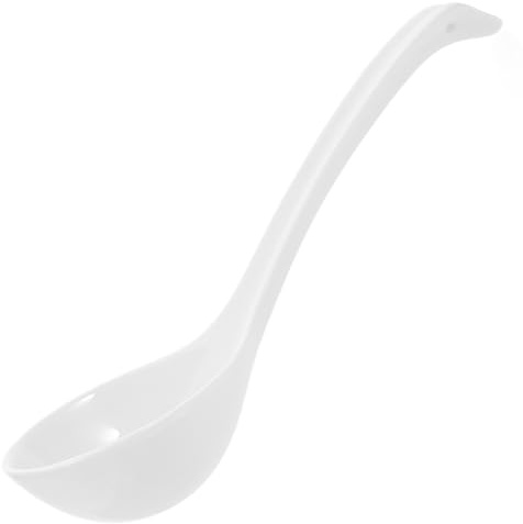 iplusmile Cuchara Sopera de Porcelana 10.23 Lavavajillas & Microondas para Servir Ramen, Sopa Wonton y Fideos Asiáticos, Mango Largo Antideslizante para Hogar, Restaurante y Catering