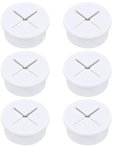 Tabanzhe Cable Cord Grommet-6PCS 25mm Flexible White Rubber Desk Hole Grommet Wire Hole Cover Wire Cable Cord Management Organizer for Office PC Desk