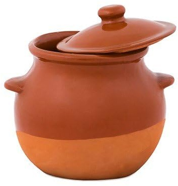 Olla/Puchero de Barro Refractario Esmaltado con Tapa y Asas – Cerámica Tradicional – Fuego Directo – Apta para Horno y Microondas – Vitrocerámica y Gas – 4 L