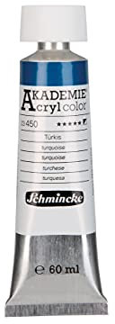 Schmincke - AKADEMIE Acryl color, Türkis in 60 ml-Tube, 23450011, feine Künstler-Acrylfarbe, brillant, hoch lichtecht und kadmiumfrei, für Acrylmalerei, Mixed Media