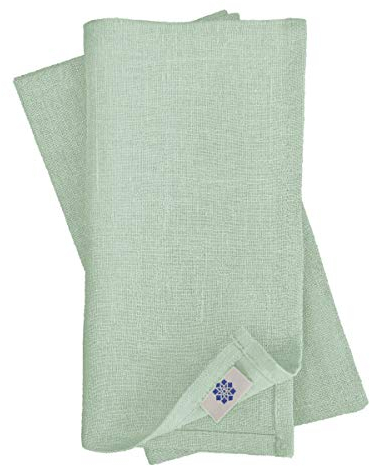 Linen & Cotton Hochwertige 4 x Stoffservietten/Servietten Stoff/Leinenservietten Hygge - 100% Leinen, Hellblau/Blau (32 x 32cm) für Feiern Home Küche Esstisch Dekoration Abendessen Cafe