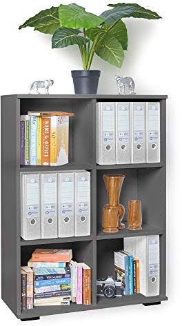 mutatio Ordnerregal Bücherregal Regal Grau 80,2 cm x 109,5 cm x 35 cm Aufbewahrungsregal Klein Büro Möbel Aktenregal Standregal Für Akten Ordner Meerzweckregal Büromöbel