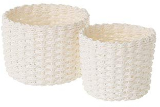 LOLAhome Set de 2 cestas de Fibra de Papel Blancas Redondas