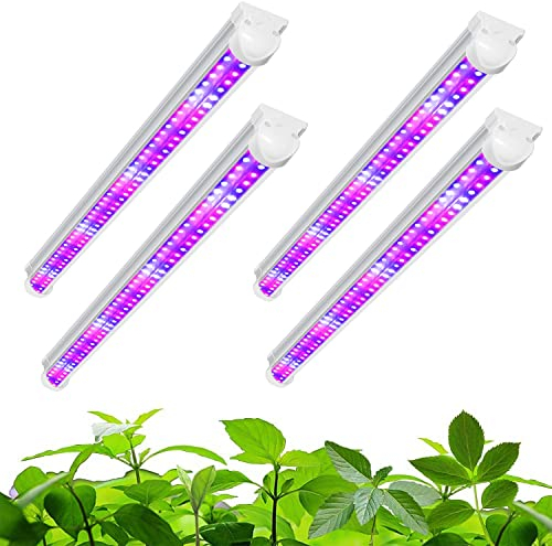 wolezek T8 Pflanzenlampe, 4 Pack Vollspektrum LED Pflanzenlicht für Zimmerpflanzen, 6500K 660nm 450nm Rot Blau Weiß Wachstumslampen für Pflanzen, geeignet für Indoor Gewächshaus, Garten