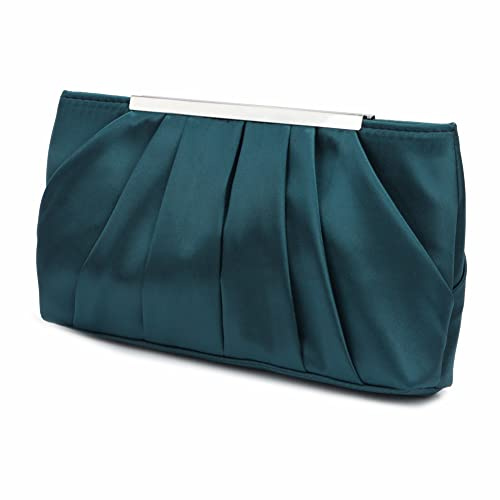 Jywmsc Carteras de Mano de Noche para Mujer Bolso de Noche Plisado Elegante de Satén Bolsos de Boda Plateados