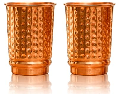 2activelife Set of 2 copper cups For Drinking Water Tumblers Glass for Ayurveda Health Benefits Travel Copper Cups (11.8 Oz) UNLINED • UNCOATED 100% PURE COPPER
