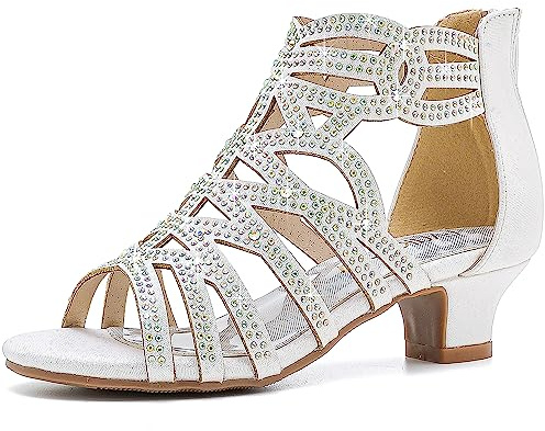 LAURMOSA White Dress Shoes for Little Girls - First Communion, Easter, Formal & Princess Occasions (L1007White 1)