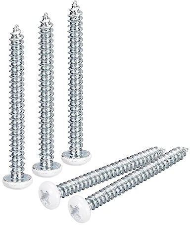 sourcing map Lot de 50 vis autotaraudeuses ST3,5 x 35 mm blanches à tête cylindrique pour le travail du bois