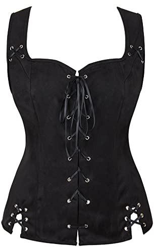 WLFFW Corpetto Donna Eleganti Corsetto con Bretelle Burlesque(EU(38-40) XL, Nero)