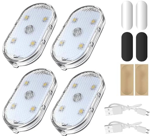 Luces LED Coche, 4PCS Táctil Control, Iluminación Interior Automóvil, Ambiente LED