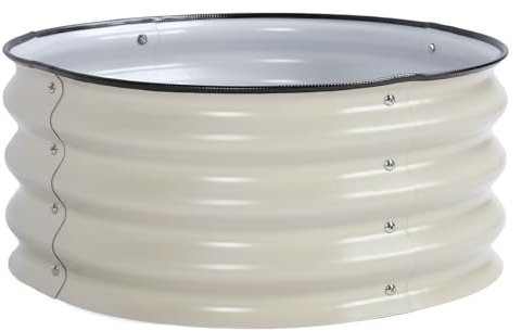 Lit de Jardin surélevé en Acier Inoxydable avec Fond Ouvert pour la Maison, L'école, 60 X 60 X 28 Cm, Jardinières Sûres pour Fleurs et Légumes (Blanc Ivoire)