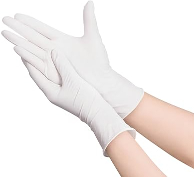 Areso Guantes Latex Desechables 100 Unidades, Guantes Blancos, Guantes Latex Desechables Talla M, S, L, XL. Guantes Latex Sin Polvo, Guantes Desechables (100, L)