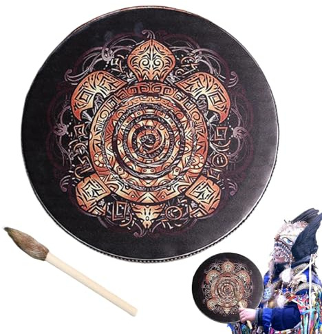 Shamanisk handtrumma, handtrumma och pinne, mångsidig shamantrumma i trä, handtrumma för musikälskare, shamaniska musikinstrument för meditation, yoga, lim