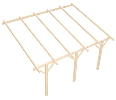 Wood&Play - Carport Überdachung - Einzelcarport aus Holz mit Dacheindeckung - Abstellplatz Holz Pavillon - KVH Holzkammer - Wandmontage - 410x525cm - Gerader Stoß - 12x12x215cm