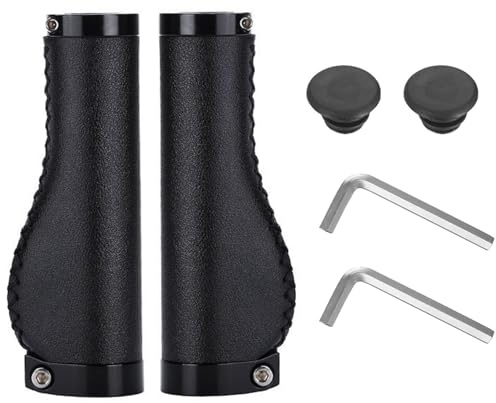 VEHYEGOI 1 Pair Of Leather Hand Grip Covers, 2 Pieces Of Wrenches, Bicycle Steering Wheel Handles, Leather Bicycle Handles, Pu Leather Bicycle Handlebars, Scooter Handlebar Handles