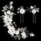ZOCONE Braut Blume Haarschmuck Silber Kristall Stirnband Blume Blatt Kopfschmuck Perle Haarschmuck Braut Haarnadeln Hochzeit Kommunion Brautschmuck für Frauen und Mädchen Brautfrisur (A)