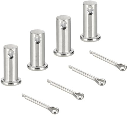 sourcing map 4Pcs M12x30mm Clevis Pins, 304 Stainless Steel Single Hole Flat Head Hitch Fastener Lock Systems with Cotter Pins for Furniture Installation Trailer Lawn Mower, Silver
