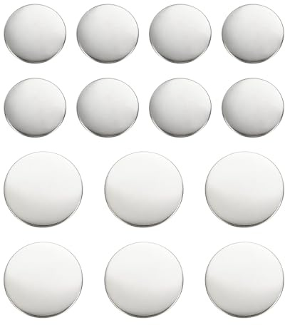 sourcing map 14pcs Metal Round Buttons 20mm/25mm Brass Sewing Craft Replacement Buttons for Blazer Suits Clothing Decoration DIY Accessories, Silver-White