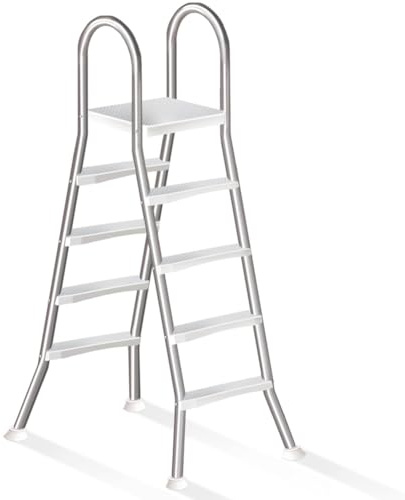 Errzom Escalera de Piscina para Piscina Elevada de Doble Cara y 4 Peldaños de 135 cm, Escalera Piscina Desmontable, Escalera Piscina Acero Inoxidable de Alta Resistencia, Capacidad 250 kg,135cm
