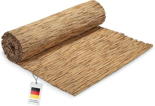 blizz-z Schilfrohrmatte 100 x 600 cm (1 Rolle) | Sichtschutz, Windschutz & Sonnenschutz für Balkon, Terrasse, Garten | Stammschutz für Bäume | Made in EU