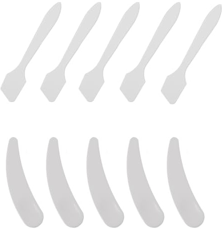 IMIKEYA Cucchiaio cosmetico piccolo trasparente e bianco 10 pezzi per crema viso e campioni spatole per miscelare trucco e cura pelle in viaggio