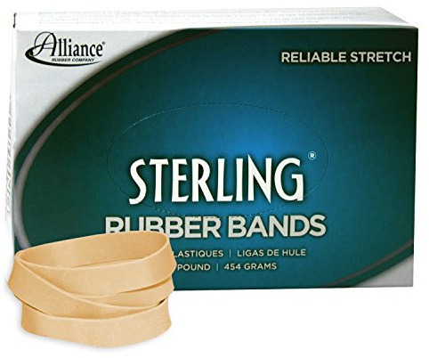 Alliance Rubber 24945 Sterling Rubber Bands Size #94, 1 lb Box Contains Approx. 140 Bands (3 1/2 x 3/4, Natural Crepe),Beige